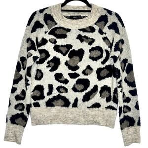 Aqua Gray and Black Leopard Print Sweater